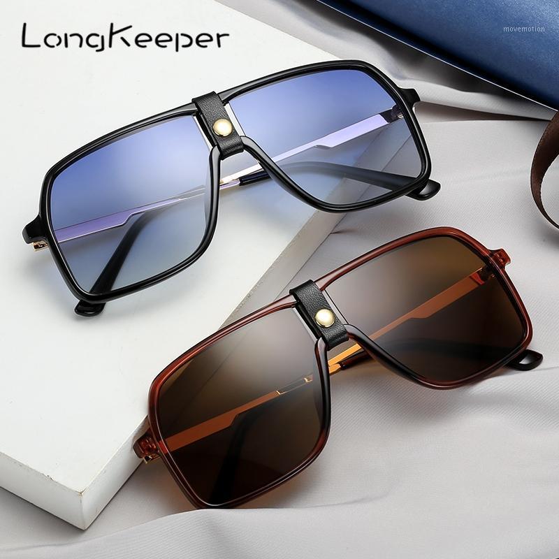 

2020 Oversized Square Sunglasses For Men Women Vintage Leather Rivet Pilot Sun Glasses UV400 Retro Punk Glasses1