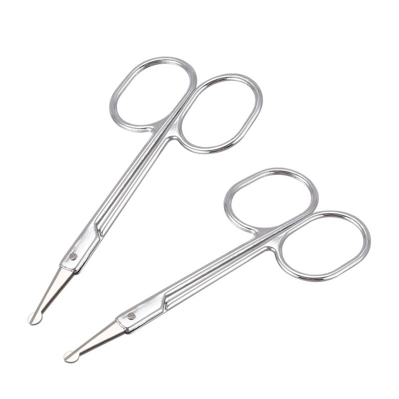 

Round Tip Eyebrow Nose Hair Trimming Trimmer Scissors 2 Pcs