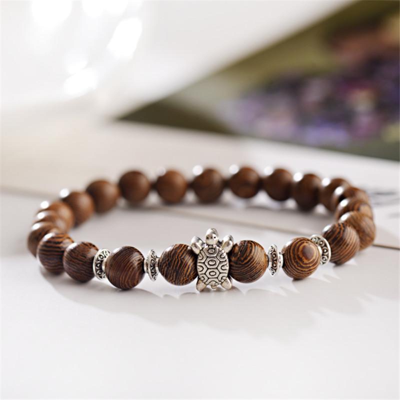 

Women Men Bracelet Natural Sandalwood Buddhist Buddha Prayer Wood Beads Tortoise Bracelets Rosary pulseras Unisex Jewelry Gifts