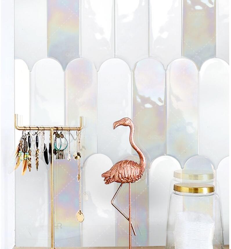 Feather colored tiles Colorful Nordic bathroom toilet feathers fan designer kitchen balcony wall tile-image-629479933