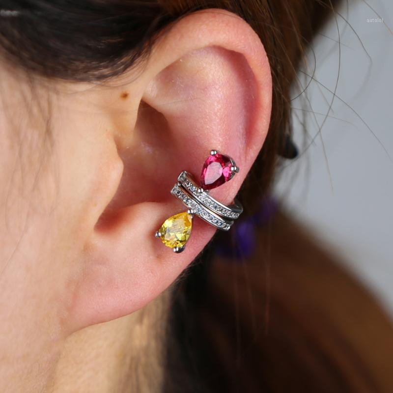 

Multicolor drop CZ Ear Cuff Clip Earrings Fashion Jewelry silver Color Small Round Circle Earcuff Earrings on Clips drop ship1