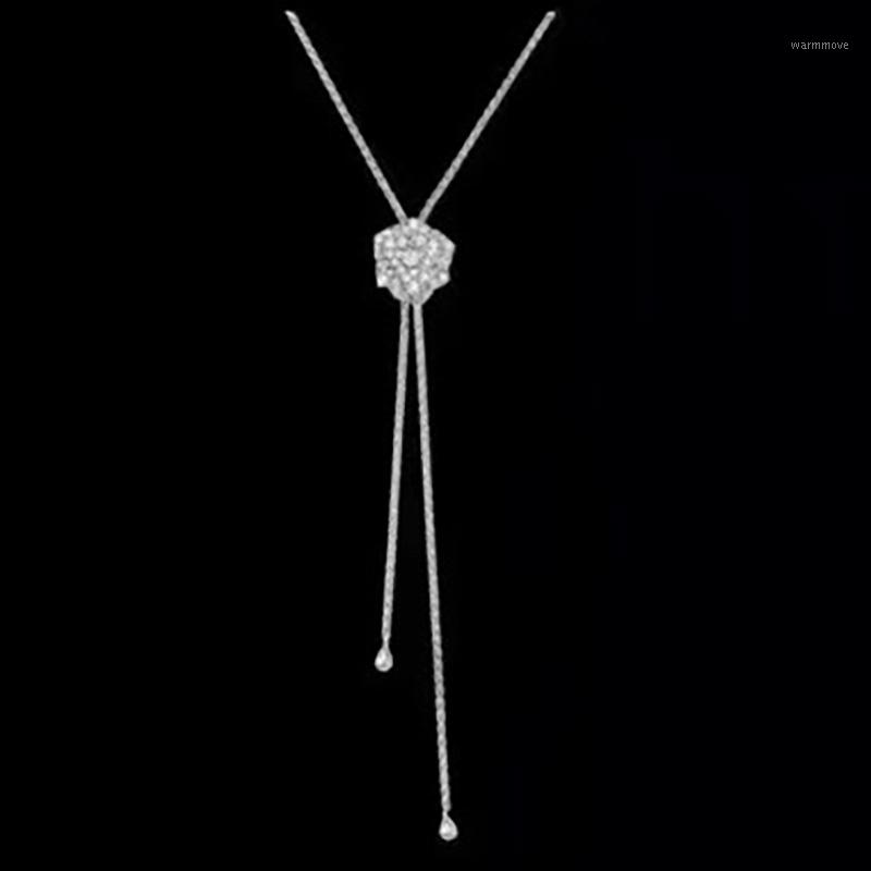 

YPAY8 Fashion Zircon 925 Sterling Silver sweater chain Necklace Jewelry Brand Women Wedding Clavicle chain Jewelry1