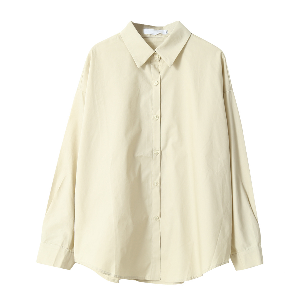 

New 2021 Women Spring Turn Down Collar Casual Womens Tops and Blouses Fashion Pure Color Shirt Blusas Roupa Feminina Mjq8, Beige