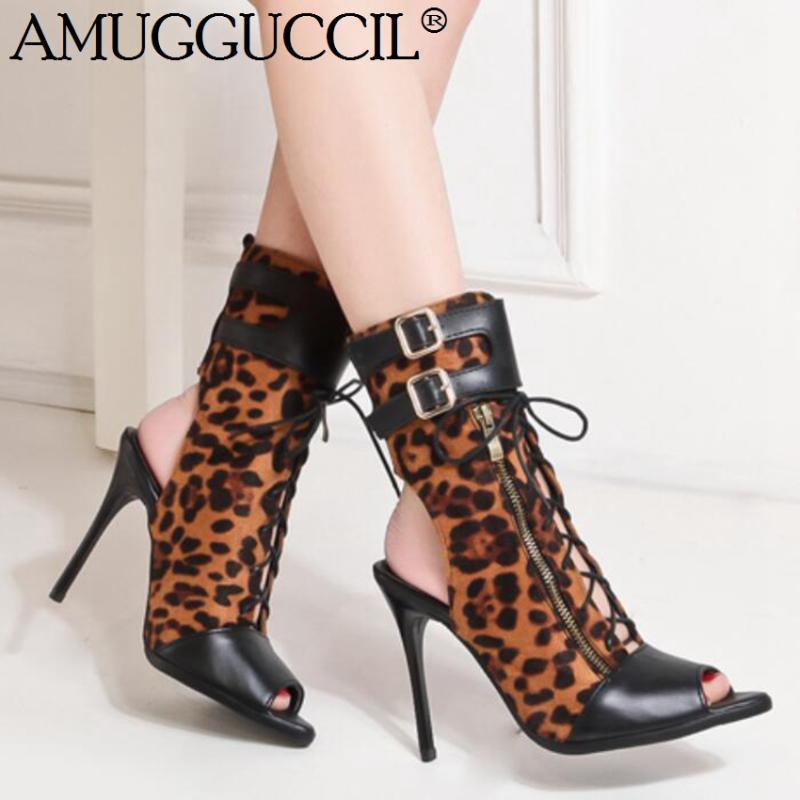 

2020 New Plus Big Size 34-46 Brown Apricot Zip Lace Up Buckle Fashion High Heel Females Lady Sandals Women Summer Boots X18131