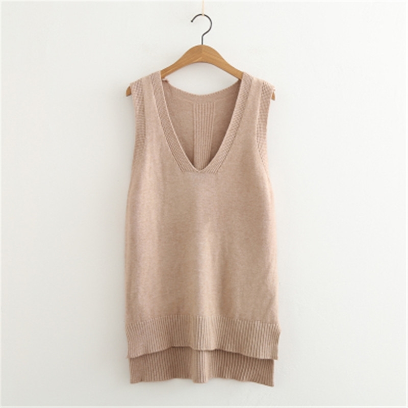 

V Neck Sweater Knitted Sweater Women Sweaters Pullovers Autumn Winter FashionBasic Shirt Fitness Female Clothing Vest 201111, White