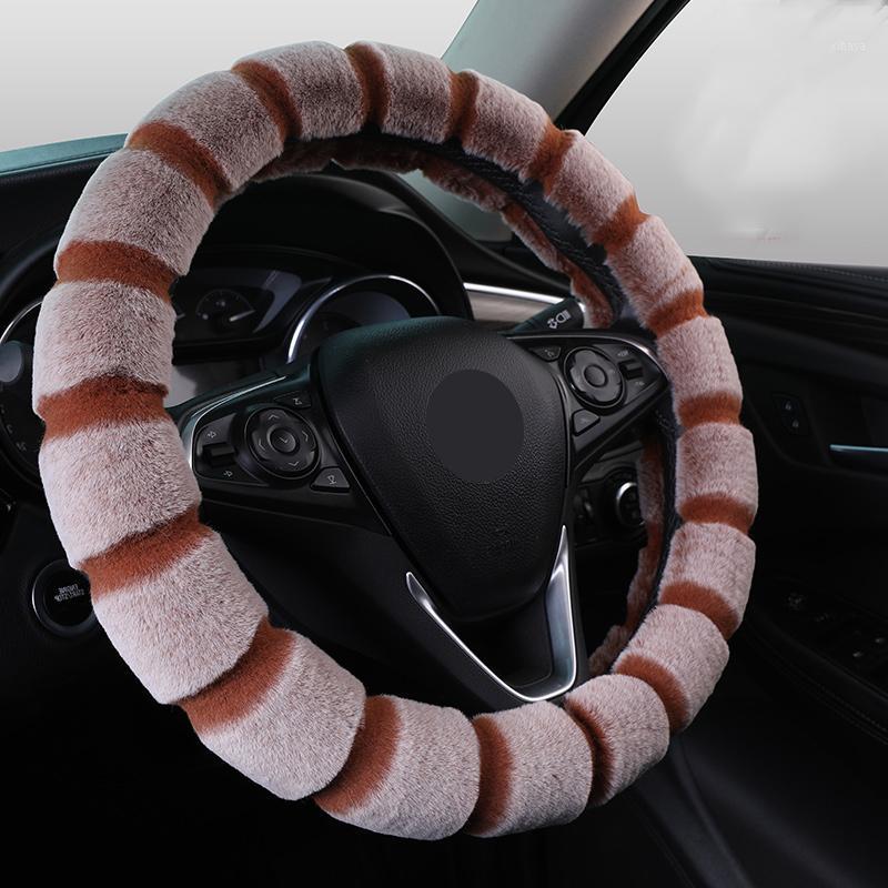 

RAYFONE Universal Steering wheel cover Plush Car Steering Wheel Covers soft Winter Faux Hand Set Car Interior Accessories1