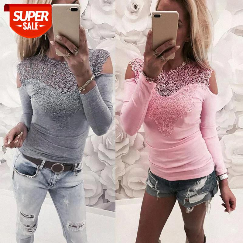 

Hot Selling Lace Blouses Women Off Shoulder Shirt Sexy Lace Shirt Long Sleeve Slim Summer Street Wear Tops New Grace Female Tops #uQ9z, White