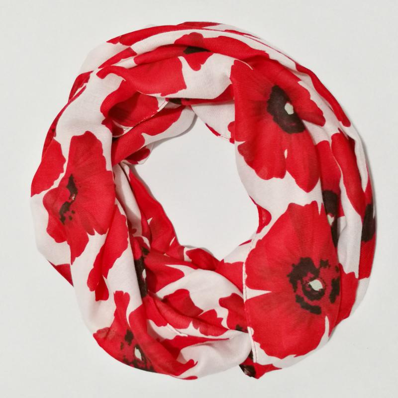 

Scarves Red Flower Scarf Luxury Women Twill Viscose Wrap Shawl Fashion Ladies Big Floral Loop Infinity