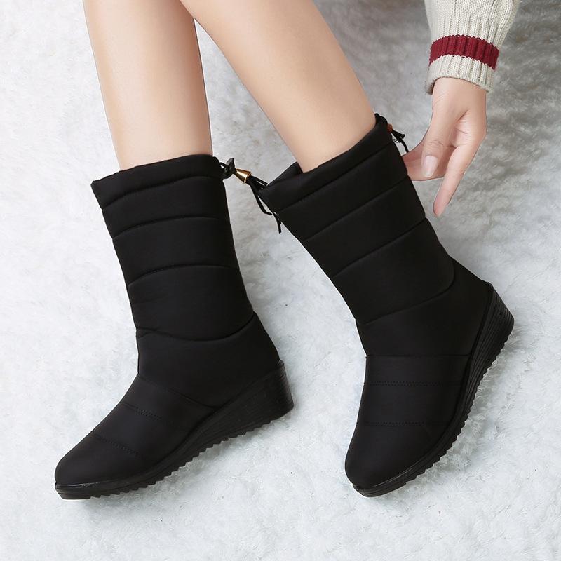 

Waterproof Winter Boots Female Shoes Mid-Calf Down Boots Women Warm Ladies Snow Bootie Wedge Rubber Plush Botas Mujer 2020