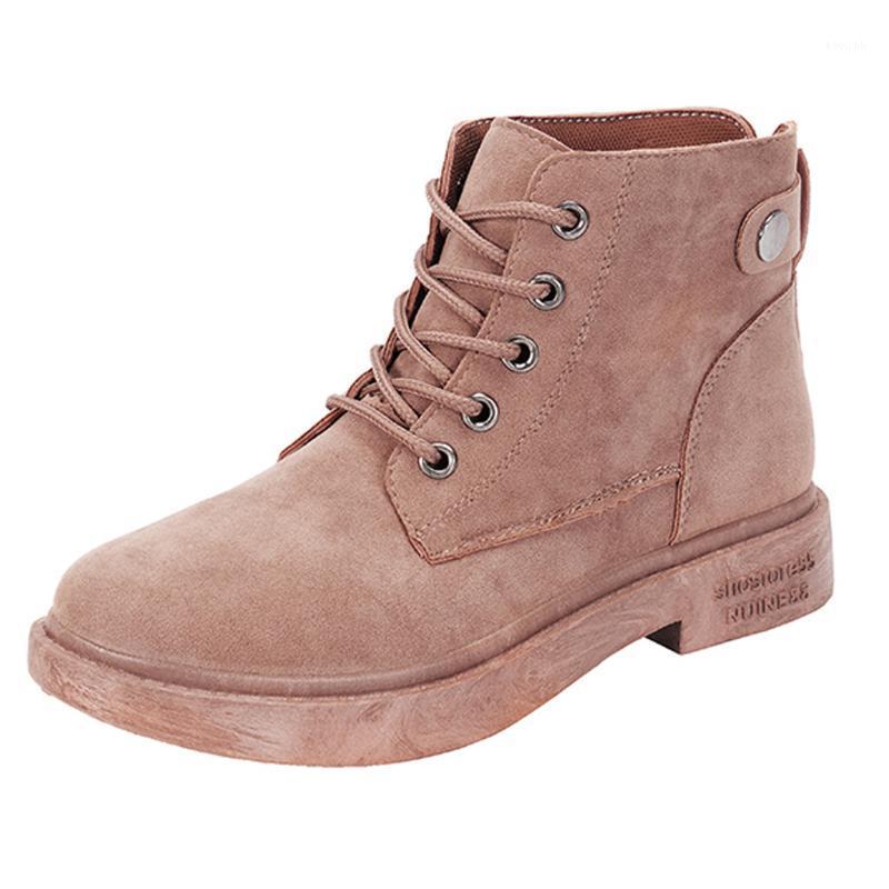 

SAGACE Women's boots Ladies Shoes Casual Shoes women 2020 Fashion Round Toe Casual Lace Up Single Short Ankle Boots female1, Bk