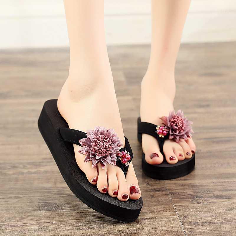 

Women Summer Slippers flower Female Fashion Flip Flop Flats Shoes With Beautiful sunflower Sweet Beach Sandals self-designed1, Purple