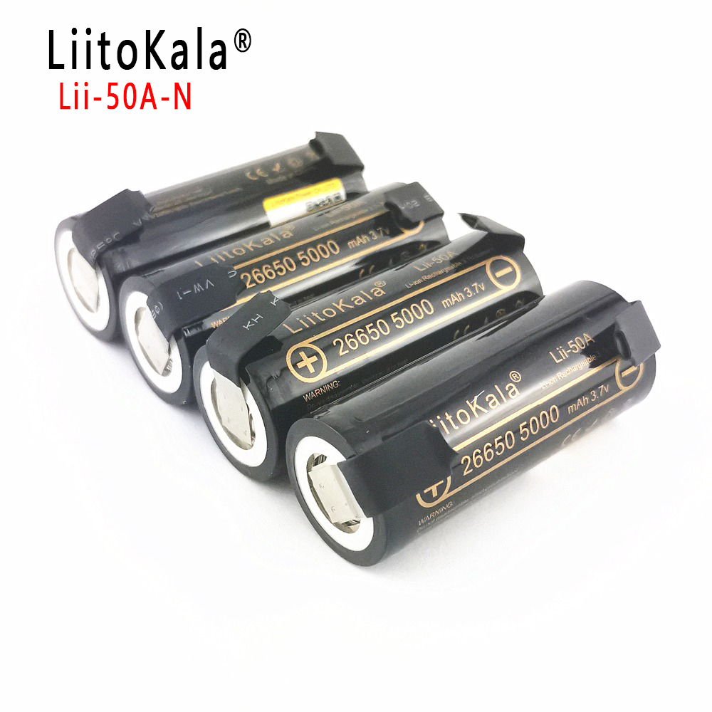 

LiitoKala Lii-50A 26650 5000mAh lithium battery, LED lighting equipment lithium battery, 3.7V 5000mAh, 26650-50A applicable + DIY nickel she
