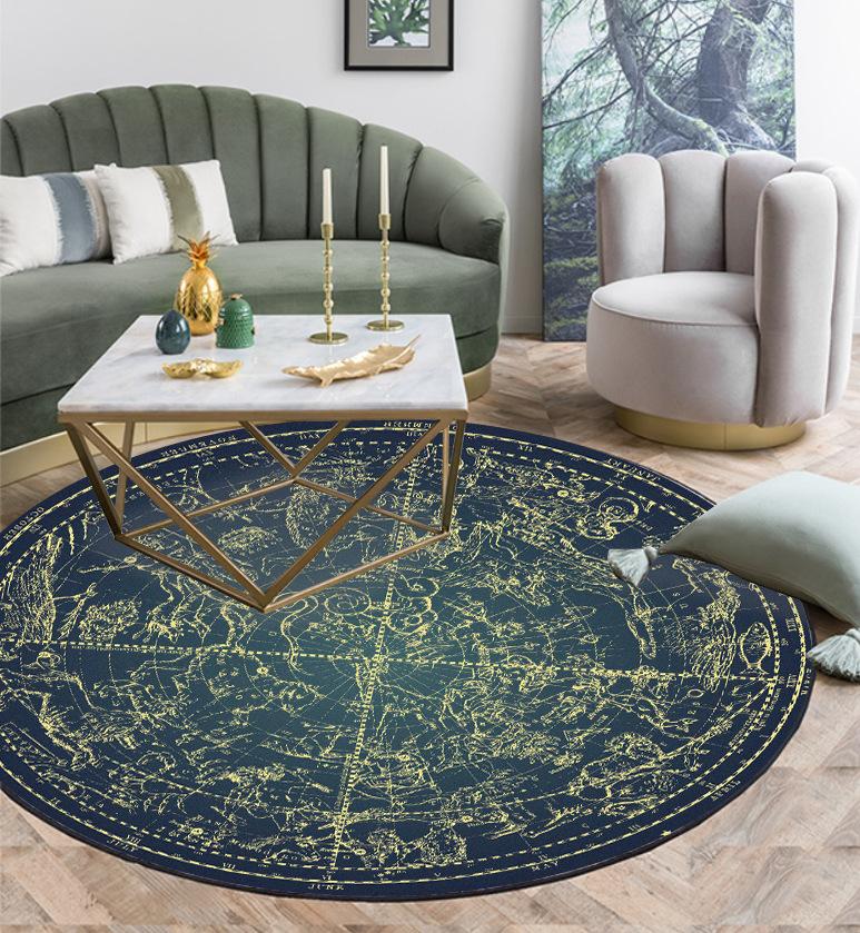 

Retro fashion geometric line constellation star plate round living room bedroom NON SLIP MAT CARPET, 19151-3