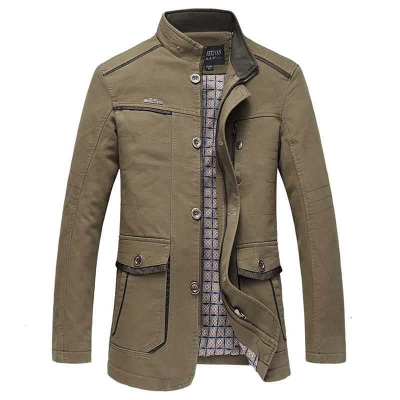 

2021 New 100% Cotton Coat Full Size Xl-5xl Classic Blazers Men Thicken Hot Coats MAAK, Khaki.