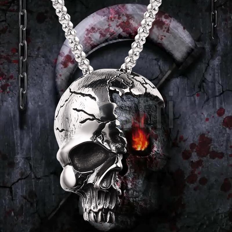 

Explosions metal skull pendant Gothic jewelry necklace pendant retro semi skull necklace jewelry
