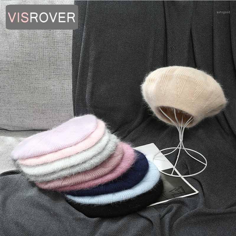 

Berets VISROVER Fur Winter Woman Beret Solid Acrylic Autumn Hat Cap Spring Punk Real Wholesale1
