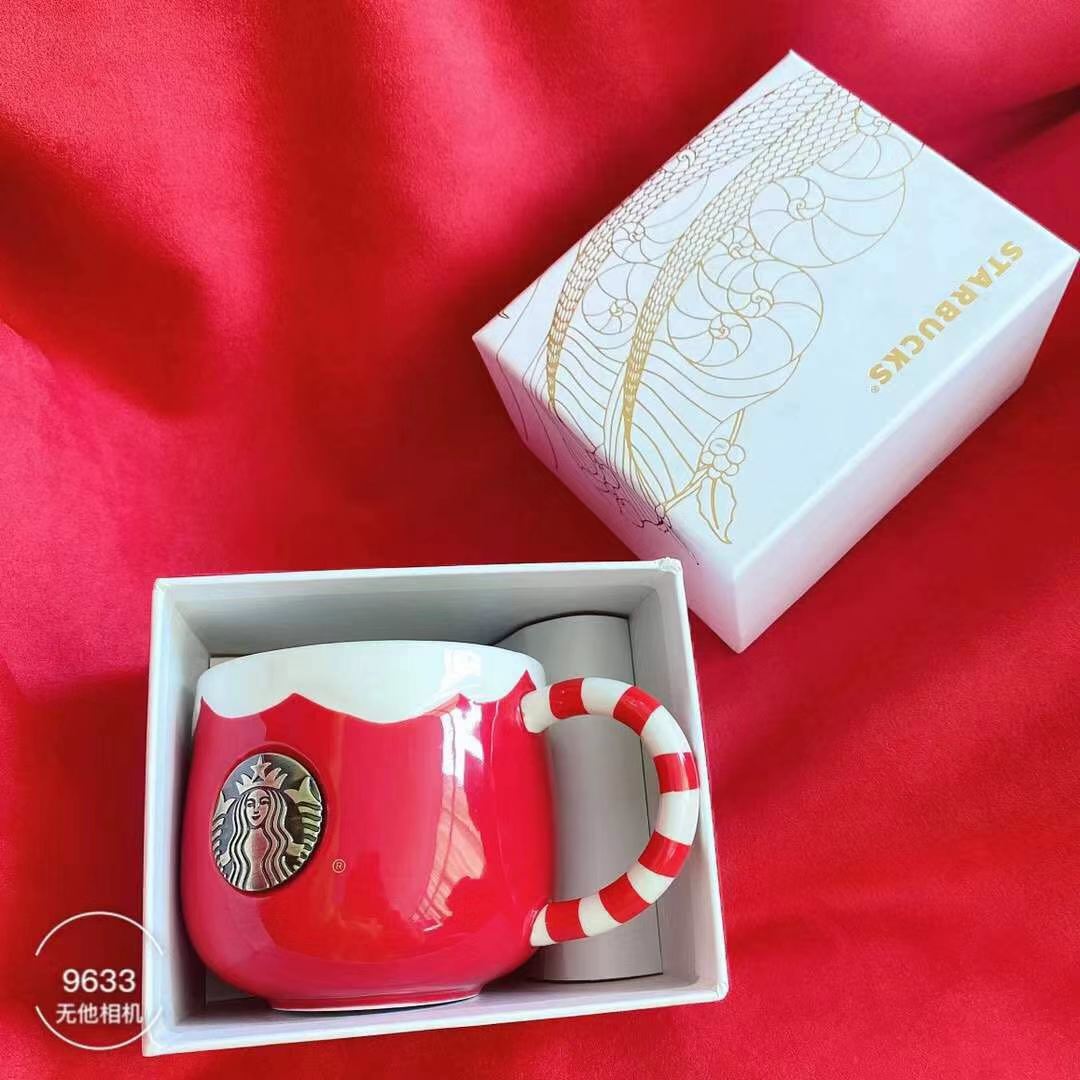 

300ML-400ML Starbucks Mugs Red Cute Water Cup Milk Coffee Mug with Beautiful Gift Products