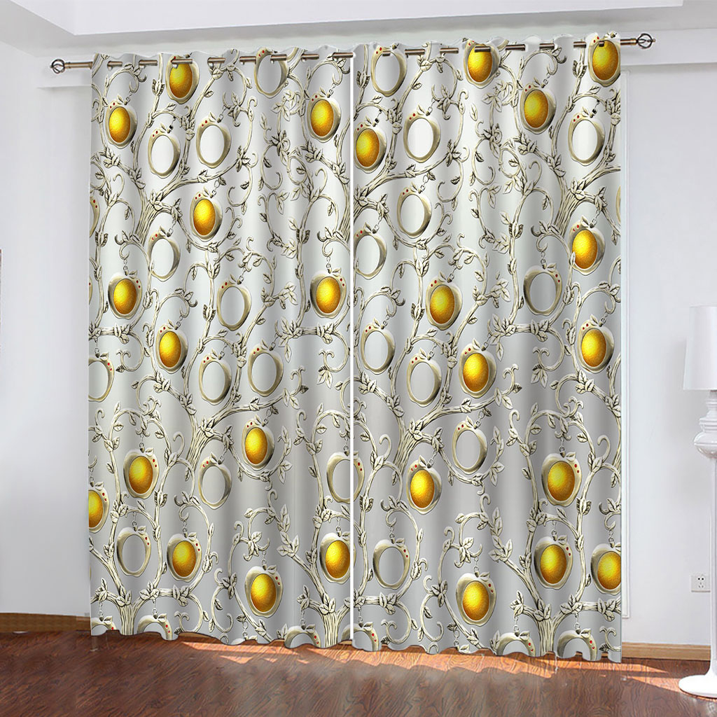 

Luxury Blackout 3D Window Curtains For Living Room Bedroom relief tree curtains 3d stereoscopic curtain, Gold