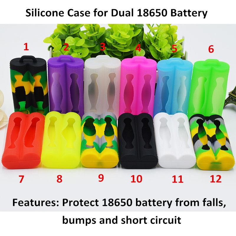 

DHL Dual 18650 Silicone Battery Cover Rubber Case Skin Protector Sleeve Decoration Protective For E Cig sony vtc3 vtc4 vtc5