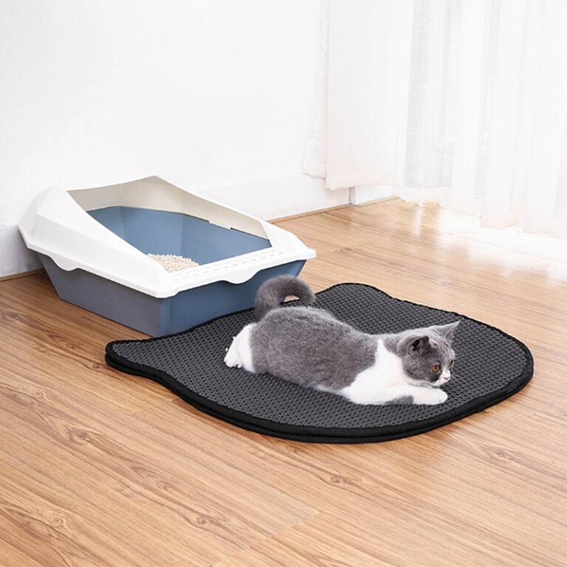 

Pet Cat Litter Mat Environmental protection EVA Double Bear Head Cat littr Trapper mat Easy to Clean Scatter Control For Gatos