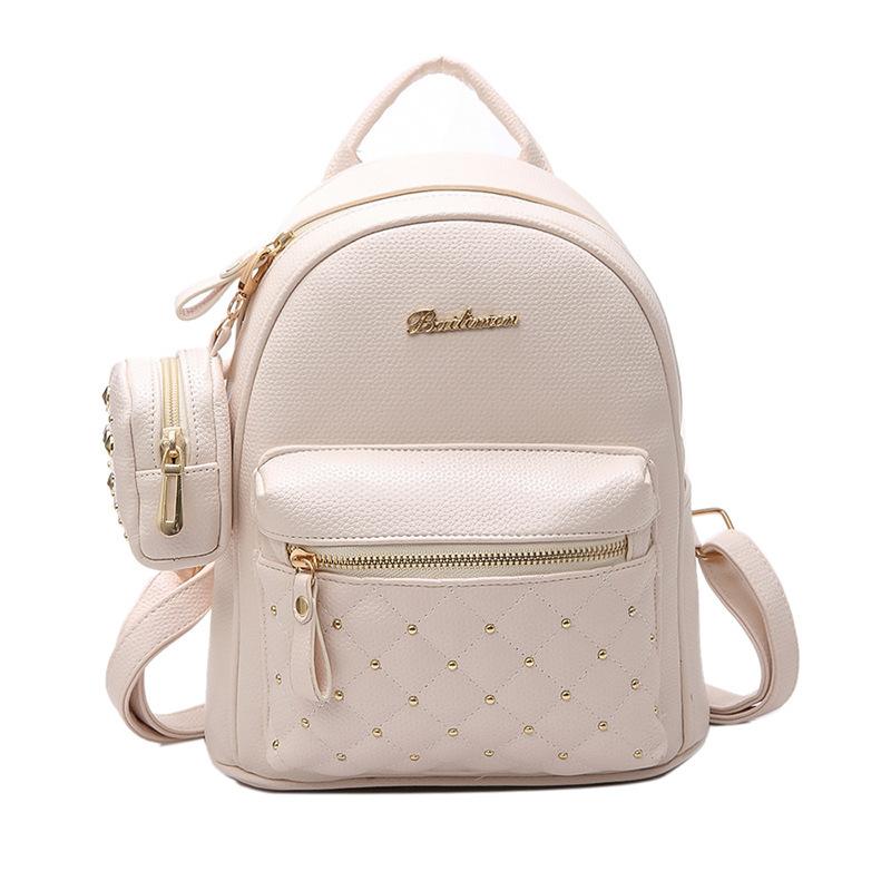 

2020 Women Bag Fashion Backpack small backpack women mini backpacks for travel leather kawaii, White