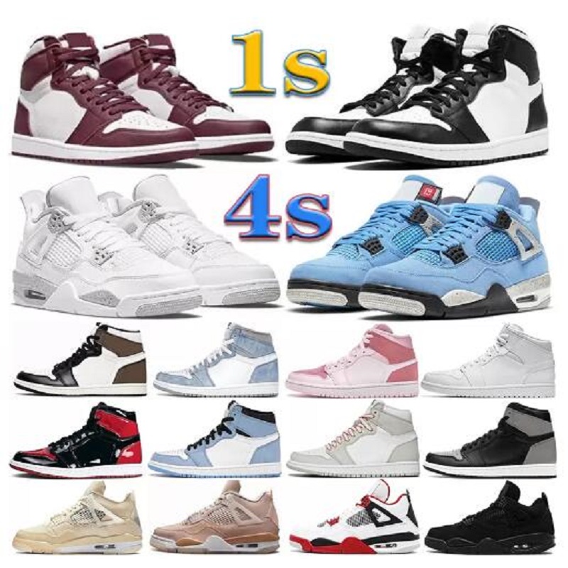 

Women Hihg Men 1 1s Bordeaux 4 4s White Oreo Basketball Shoes Shoe University Blue Black White Dark Mocha Cat Bred Patent Obsidian UNC Mens Women Trainers Sneakers, # 28