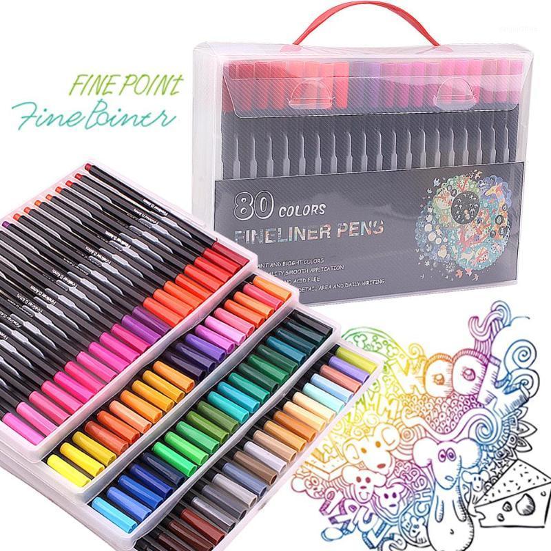

80 Colors Fineliners Pens Fineliner Color Pen Set Sketch Writing Drawing Pens for Coloring Books1