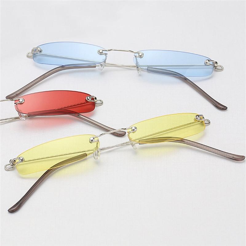 

Imixlot Retro Rimless Rectangular Sunglasses Women 2021 Brand Designer Narrow Rectangle Frame Sun Glasses Shades Female