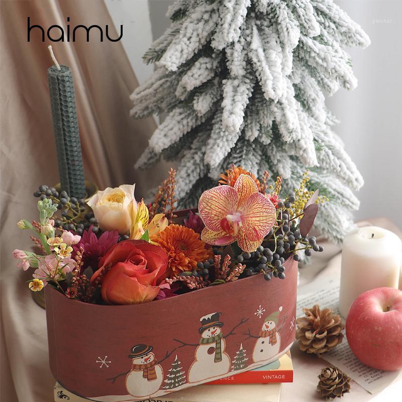 

3pcs Retro Gift Box Christmas Apple Gift Packaging Box Flower Bouquet Packing Rustic Wedding Favor Florist Decor Boxes1