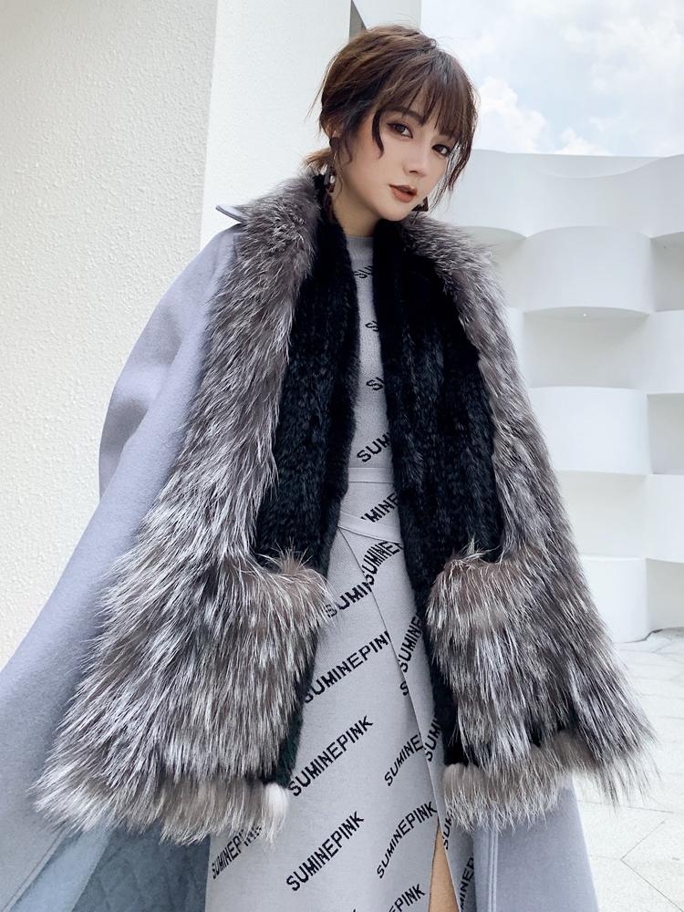 

Mink series Silver fur scarf scarf women's winter new style fur Size:170*22cm