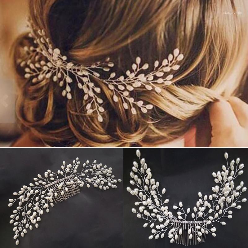 

Rhinestone Flower Leaf Bridal Hair Comb For Girls Crystal Ornaments Jewelry Wedding Accessories Women Headpieces 2022 Clips & Barrettes, Golden;silver