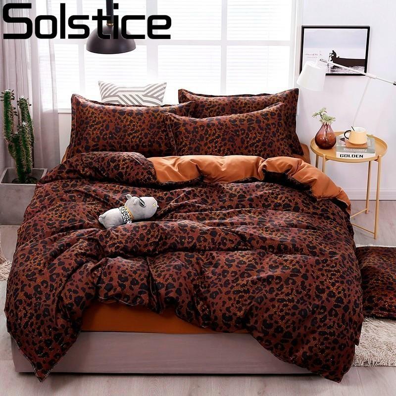 

Solstice Grey Leopard Style Bed Linens 3/4pcs Soft Comfortable Duvet Cover Bed Sheet Pillowcase Queen King Size Bedclothes, 13