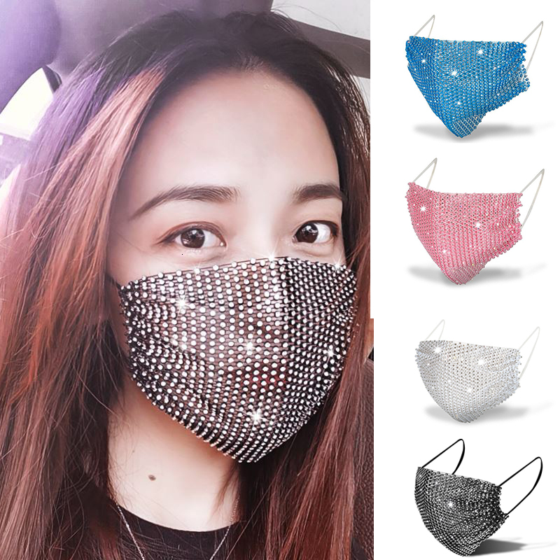 

Sparkly Rhinestone Mesh Mask Colorful Crystal Masquerade Mask Halloween Ball Party Nightclub Decorative Masks for Women and Girls