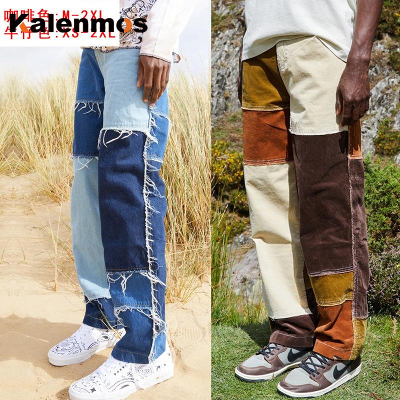 

Jeans Men Hole Boyfriend Patchwork Jean Printed Slim Pants Streetwear Spring Fall Winter Clothes Hip Hop Denim Trouser 2021 New, Blue
