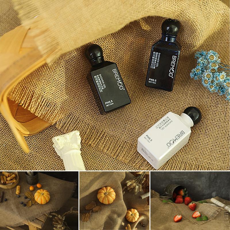 

Yellow Burlap Cloth Linen Cloth Pad Shoot Retro Effect Photography Backdrops Props for Cosmetics Background Material Items1