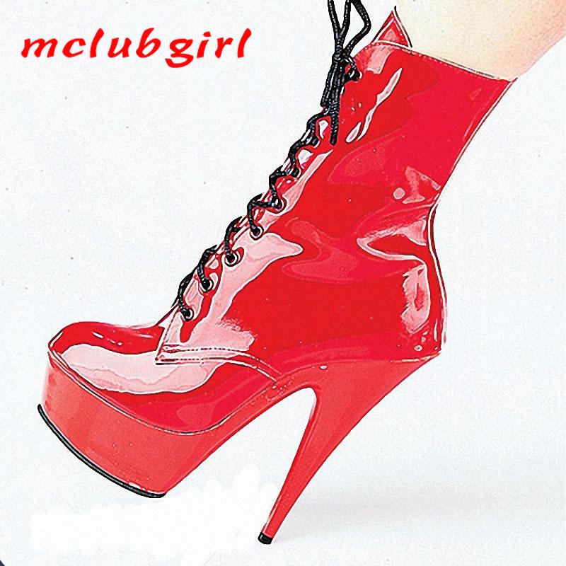 

Mgirlclub Sexy 15cm High-heel Painted Bottom Low-boot Wedding Shoes Show Slim Steel Tube Dance Boots Sexy Women Boot LYP, Redpu