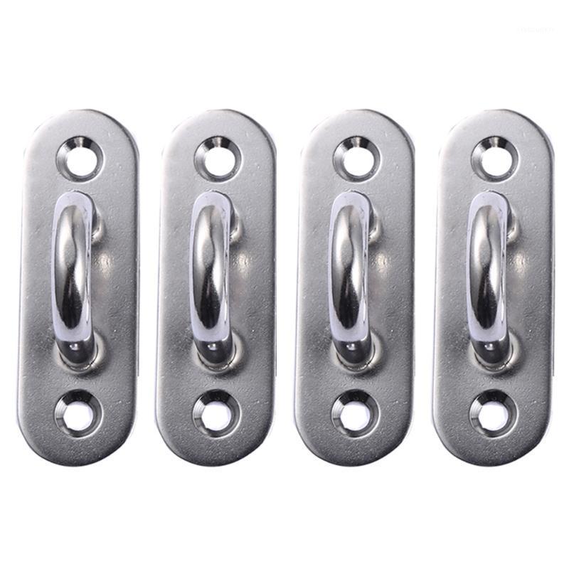 

4Pcs/Set Mount Hook Hanger Hardware Stainless Steel Oblong Pad Eye Plate Staple Ring Hook U Shaped Screws1, Red