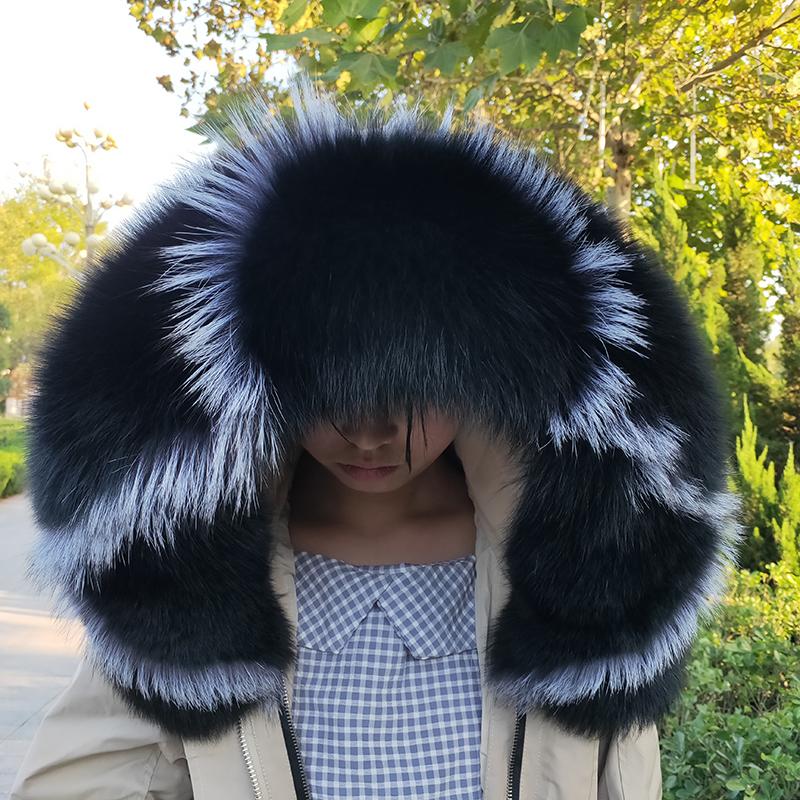 

Super Large 100%Real Fur Collar FurTrim For Down Coat Hood Women Winter Warm Scarf Luxury