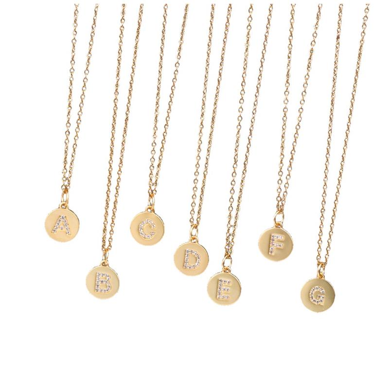 

Chains Micro Zircon Inlaid Matte Circular Necklace 26 Letters Clavicle Neck Chain Collier Femme Bijoux Statement Necklaces Gifts