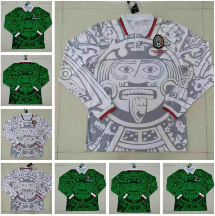 

Long Sleeve Mexico 1998 Retro soccer jerseys BLANCO 98 Classic football shirt HERNANDEZ CAMPOS RAMIREZ CHICHARITO LOZANO 1998 Mexico jerseys, Grey