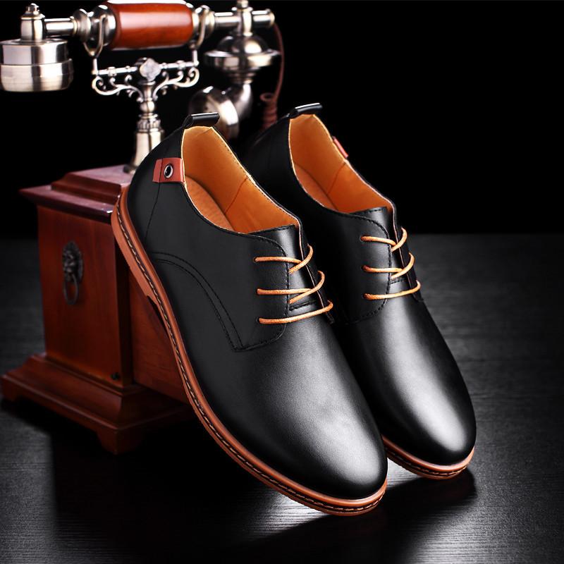 

2020 Leather Casual Men Shoes Fashion Men Flats Round Toe Comfortable Office Dress Shoes Wedding driving new, Blue