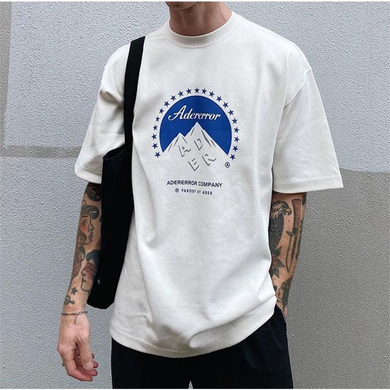

XX 2021 New Hip Hop Korea Ader Error T-Shirt Men Women Summer Mountain Print K H Adererror Company T Shirt Tops Tee