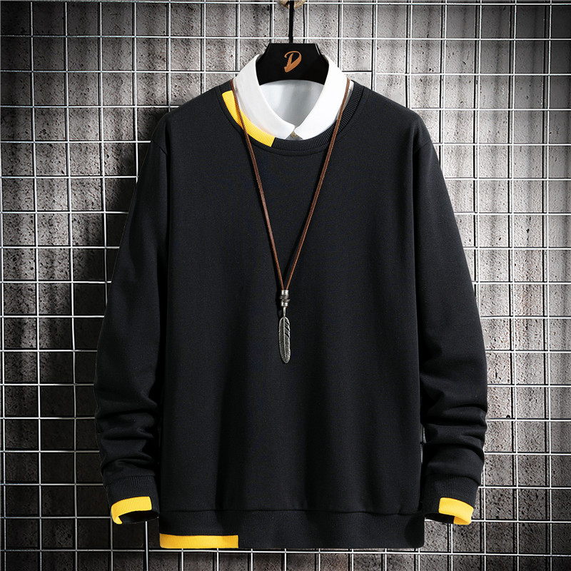 

Oversized Crewneck Sweatshirt Men 2020 Black Patchwork Hip Hop Japanese Streetwear Harajuku Hoodie Men Sweatshirts, Black sweatshirt men