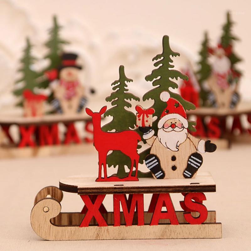 

Christmas Decoration Dining Table Window Hotel Shopping Mall Wooden Color Assembled Sleigh Ornaments Santa Claus 20211