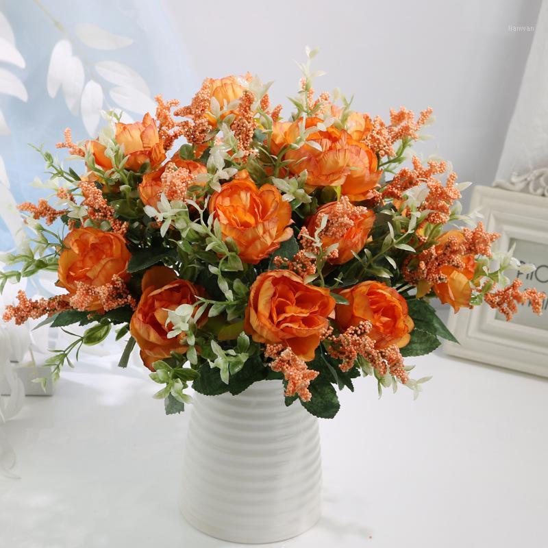 

5 Heads Bouquet Peonies Artificial Flowers Silk Peonies Bouquet Flowers Wedding Party Home Decoration Fake Peony Rose Flower1