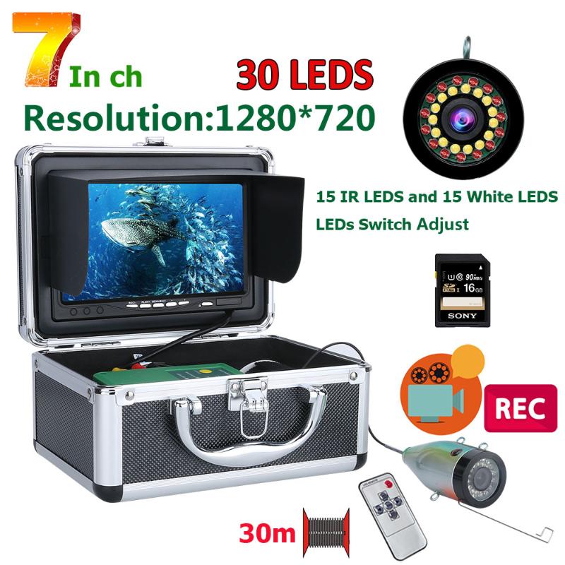 

MAOTEWANG Fish Finder Underwater Fishing Camera HD 1280*720 Screen 30pcs LED 1080P 30M Camera For Fishing 16GB DVR