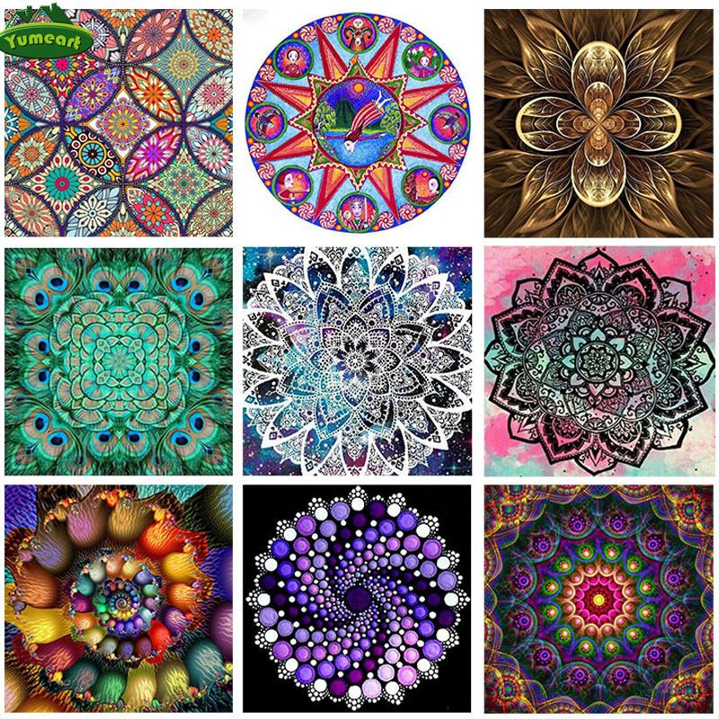 

YUMEART 5D DIY Diamond Painting By Number Cross Stitch Kit Mandala Flowers Rhinestones Mosaic Diamond Embroidery Religion Floral