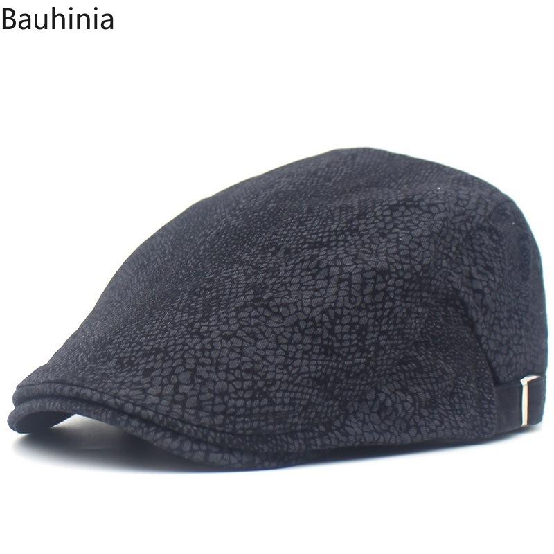 

European American fashion Autumn Winter Leopard printMen Berets Cap Hats Fashion Flat Caps ivy cap, Black