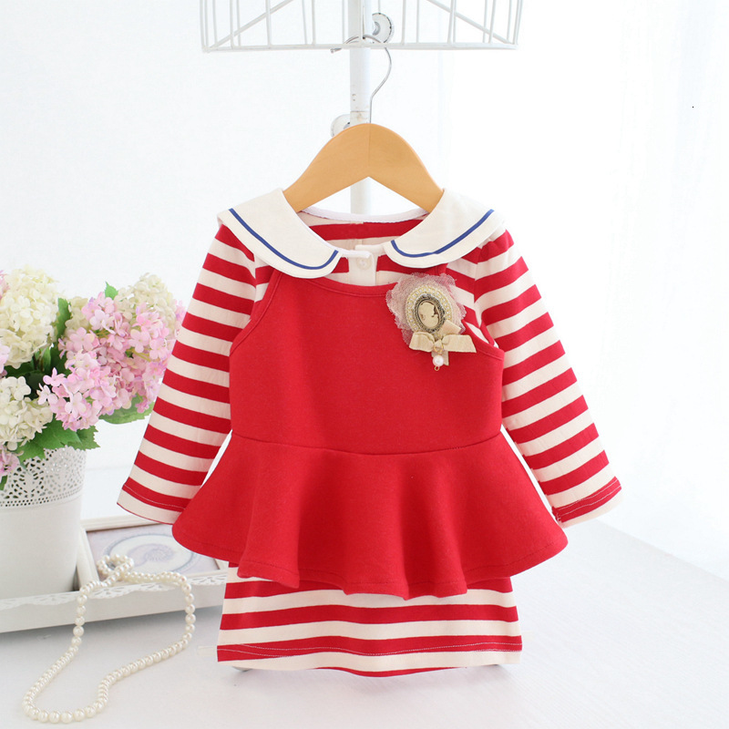 

2021 New Idea Fish Girl Princess Striped Peter Pan Collar Baby +mermaid Vest Spring for Birthday Party Infant Children Clothes Jze2, Red