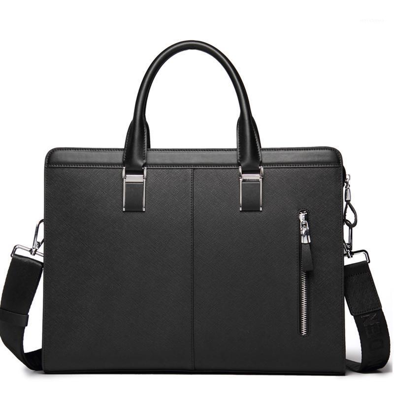 

Bison Denim Cowhide Business Briefcase Genuine Leather Handbag Men Messenger Bag Tablet Shoulder Bag Crossbody Male bags1, Black